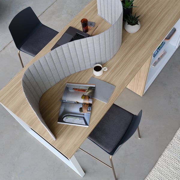 desk with a flexible divider partition